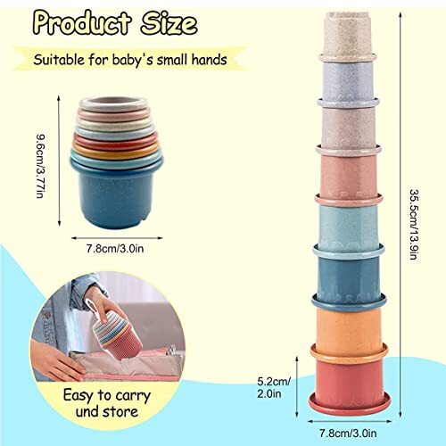 8 vasos apilables para conejos, juguetes para anidar conejitos - Bild 4 von 5