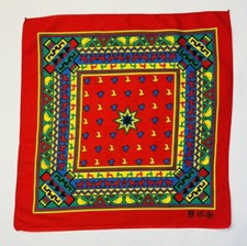 Vintage Paris Bandana Southwest Aztec Native Print Red Cotton Made In USA