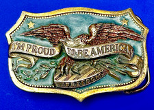 I'm Proud To Be American Vintage 1984 Great American Patriotic Belt Buckle