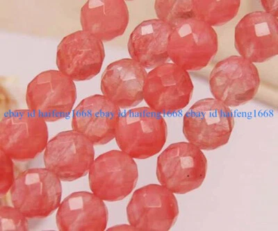 Rote 6/8/10mm Facettiert Wassermelone Turmalin Edelstein Lose Perlen 15" Strang - Bild 1 von 4
