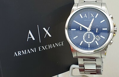 あーたん♡様hym翌日発送 New ARMANI EXCHANGE Mens Watch Blue dial Chronograph Date