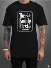 streetwise Family First Graphic T-Shirt Black & White & Gray M-5XL