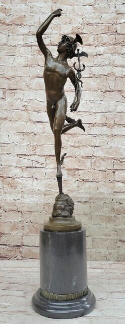 STATUE EN BRONZE 69cm SCULPTURE HERMES MERCURE GIAMBOLOGNA FIGURINE STATUE ART