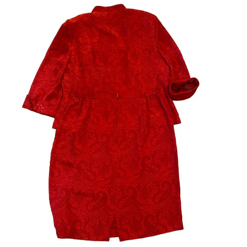 Elegant 2 Pc Red Skirt Suit Sz 16P Beaded Detail Miss Dorby Holiday Xmas NYE - Picture 3 of 12