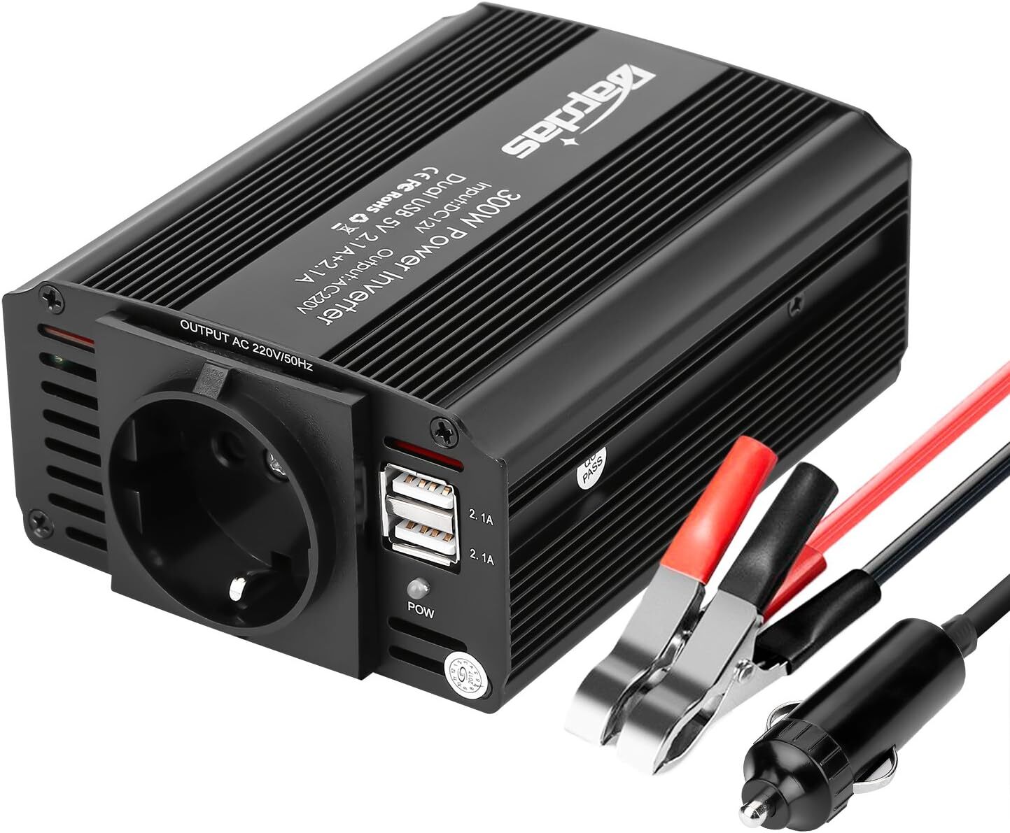Inverter Auto 300W Professionale: Presa 220V e USB 4.2A per Business