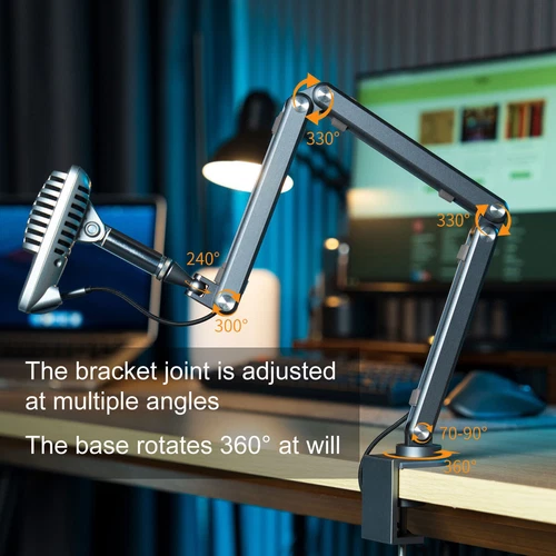 360° Microphone Arm Stand Suspension Boom Scissor Mic Stand for Shure SM7B - Picture 9 of 25