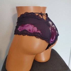 Lane Bryant Cacique Sexy Cheeky Lingerie Panty 18/20 Purple Floral W/ Lace Trim