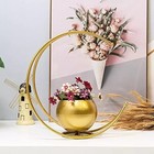 Handicrafts Metal Geometric Designer Vase , Gold