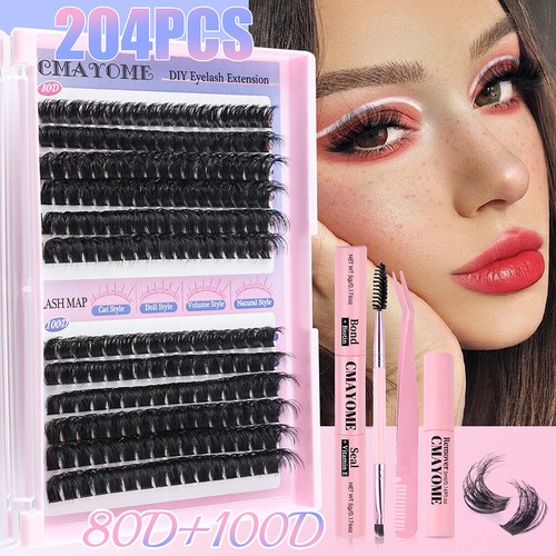 DIY Lash Extension Kit, 204Pcs Lash Clusters Individual Lashes, 80/100D Cluster↷ - Picture 2 of 19