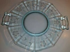Imperial Glass Light Blue Etched Handled Platter/Tray/Centerpiece Octagon Shape