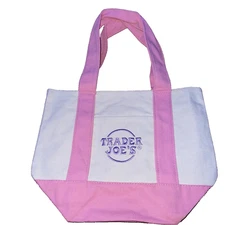 Trader Joe’s Mini Pastel Spring Canvas Tote Bag Pink NWT