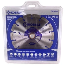 Kobalt 7" Circular Saw Diamond Blade 0195948 Wet/Dry Stone, Pavers, Tiles, Block