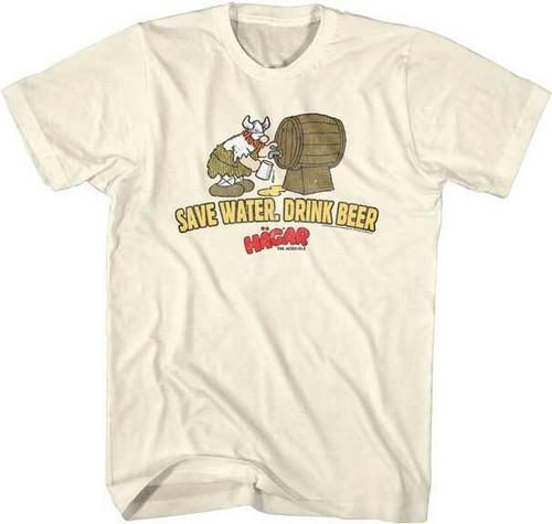 Camiseta Hagar The Horrible Save Water Drink Cerveza Fiesta Animal Años 70 Cómic Para Hombre - Imagen 1 de 5