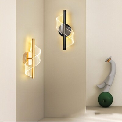 Contemporary LED Mounted Wall Lights with control switch. Avail Blk and Gold