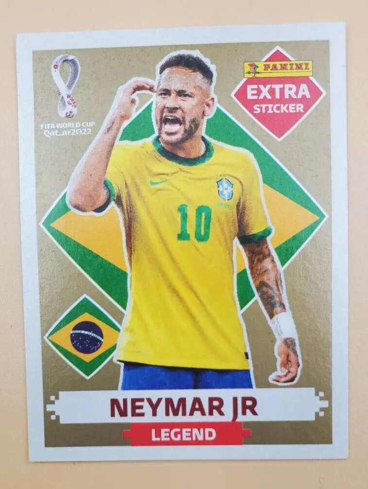 PANINI WORLD CUP QATAR 2022 NEYMAR Jr GOLD LEGEND EXTRA STICKER