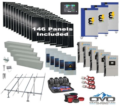 80KW Complete Offgrid Solar Kit + 5x 15K Sol-Ark Inverter + 3x 30KW Lithium Kong