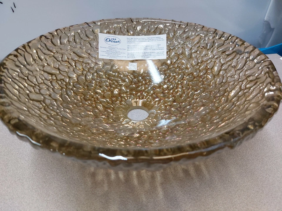 Fregadero de baño JSG Oceana 005-303-200 de vidrio verde mar 16" Foto 2 de 3