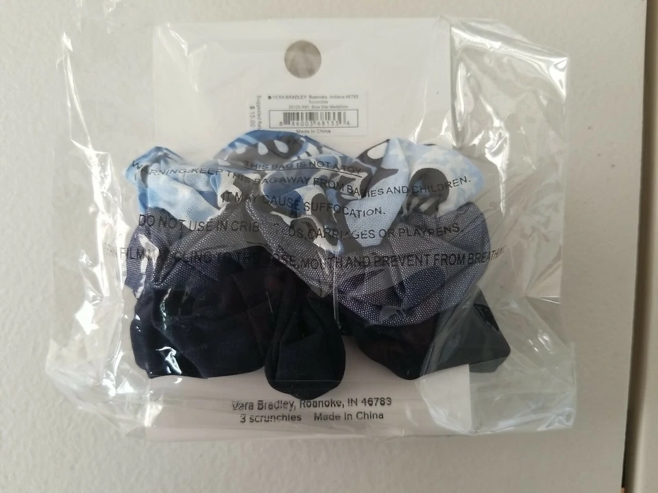 Juego de 3 medallones Vera Bradley Scrunchie Blue Star Foto 2 de 4