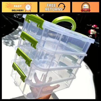 Green Extra Large 4-Tier Stackable Storage Box with Lid - Clear Plastic ...