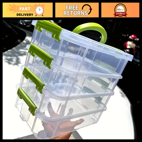 Green Extra Large 4-Tier Stackable Storage Box with Lid - Clear Plastic ...
