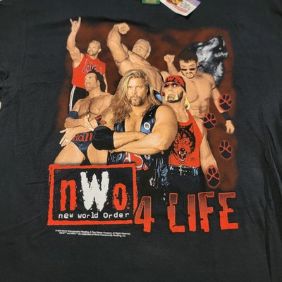 VTG WCW NWO New World Order 4 Life T Shirt Mens XL Black Wolf Pack