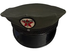 Vintage Texaco Gas Station Attendant Uniform Hat Advertising Oil Size 7 1/2