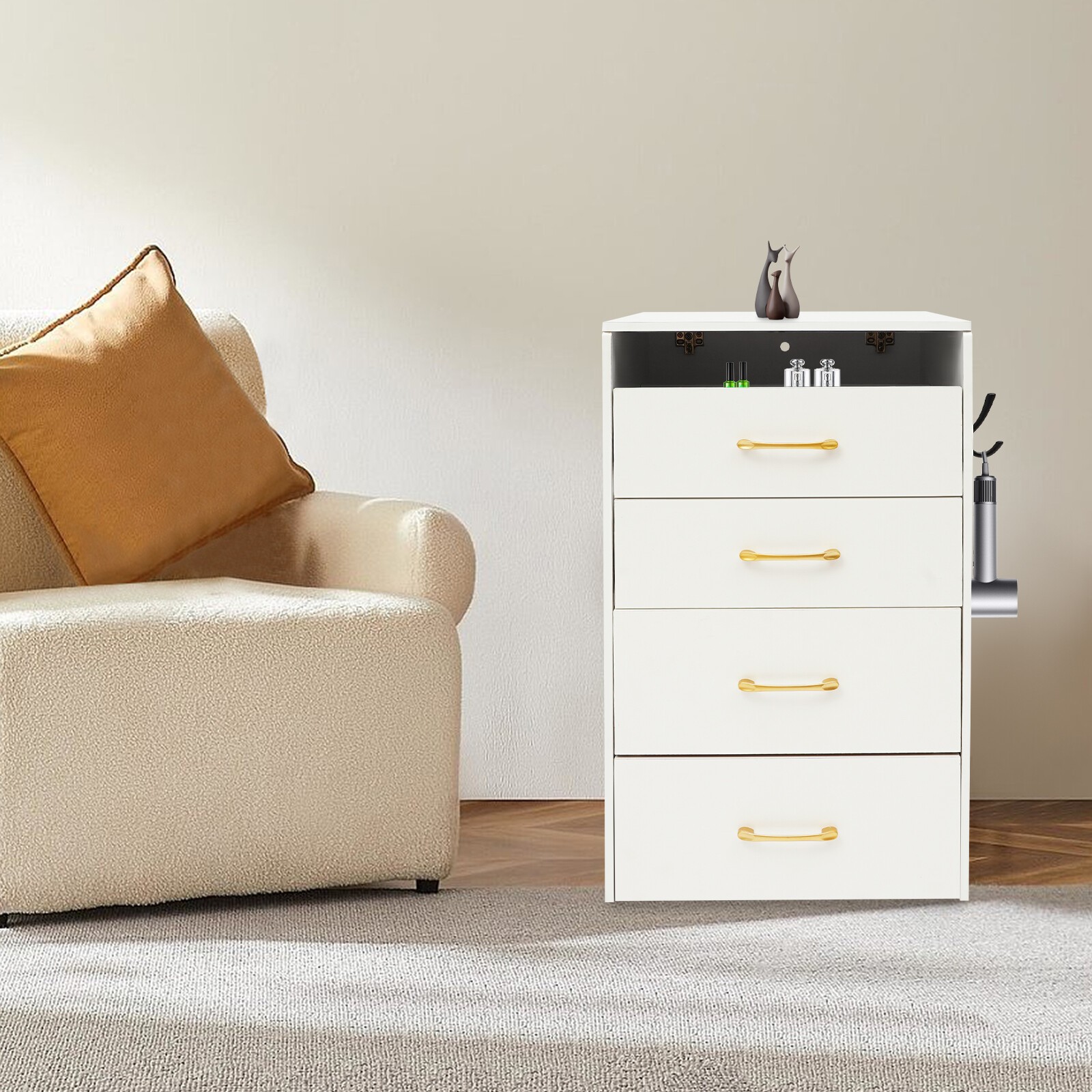 Makeup Desk with Mirror, Compact Dressing Table, Small Make Up Table White