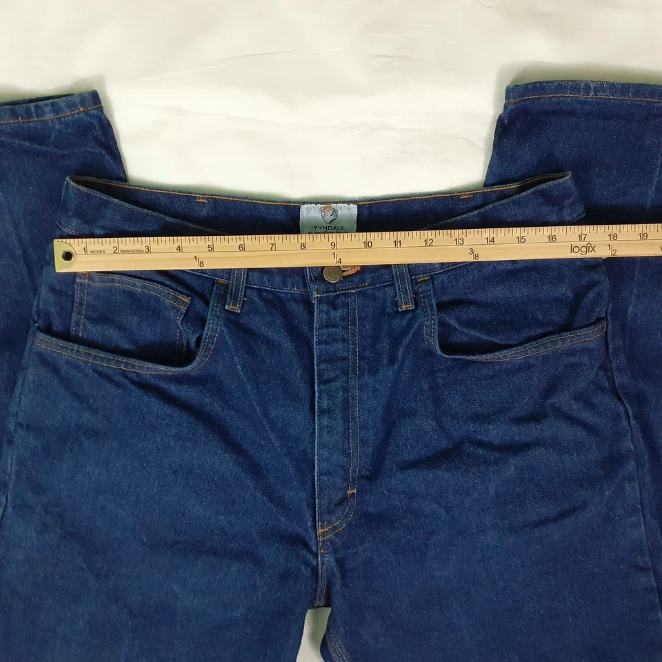 Pantalones de mezclilla Tyndale FR 2112 CAT 2 para hombre 34x32 azul perimetral protector contra insectos 5 bolsillos Foto 4 de 4