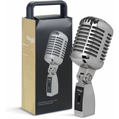 Stagg SDM100 CR Vintage 50's Style Retro Cardioid Dynamic Microphone With Cable