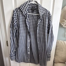 Pronto Uomo Slim Fit Non-Iron 100 Cotton Blue Check Dress Shirt 16 32/33