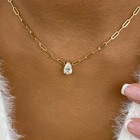 1ct Pear Pendant Necklace Yellow Gold 14K Labcreated Diamond F/VS — photo 1