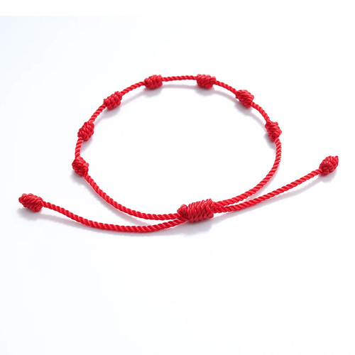 Juego de amuletos de amistad banda trenzada de 7 nudos pulsera cuerda roja 6 piezas - Imagen 18 de 21