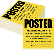100 Pack Posted Signs No Trespassing No Hunting Signs Private Self Adhesive Hea