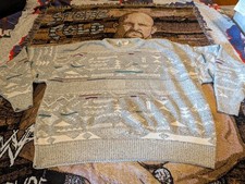 Vintage London Fog Coogi Style Geometric Made In USA Sweater BIG 3X Grandpacore