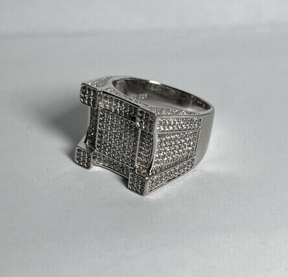 SOLID Sterling Silver 925 Mens Large Iced CZ Fort… - image 4