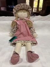 Vintage EDEN TOYS CLOTH  PRAIRE Girl  Doll Pink DRESS Flowered Hat, 80-90s WT