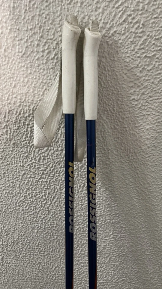 Bastones de esquí vintage Rossignol 145 cm 58" hechos en Italia azul esquí retro Foto 2 de 4