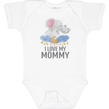 Inktastic I Love My Mommy Cute Elephants In Night Sky Baby Bodysuit Mom Mother
