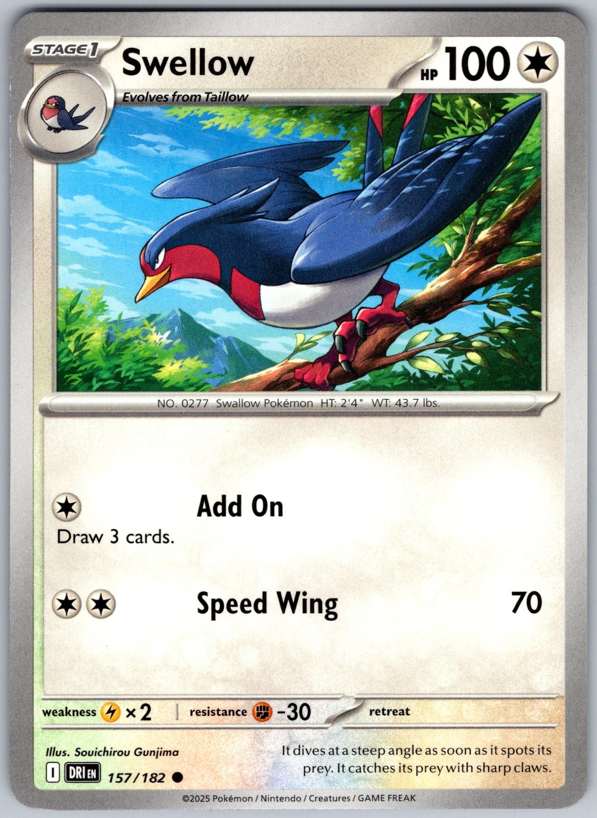 Swellow 157/182 Common Destined Rivals Pokemon Near Mint