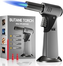 Butane Torch, Kitchen Torch with Safety Lock, Refillable Torch Lighter, Adjustab