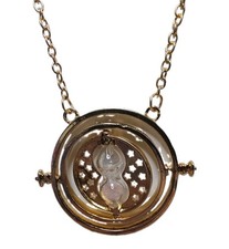 Harry Potter Hermione Time Turner Hourglass Rotating Necklace Gold Plated