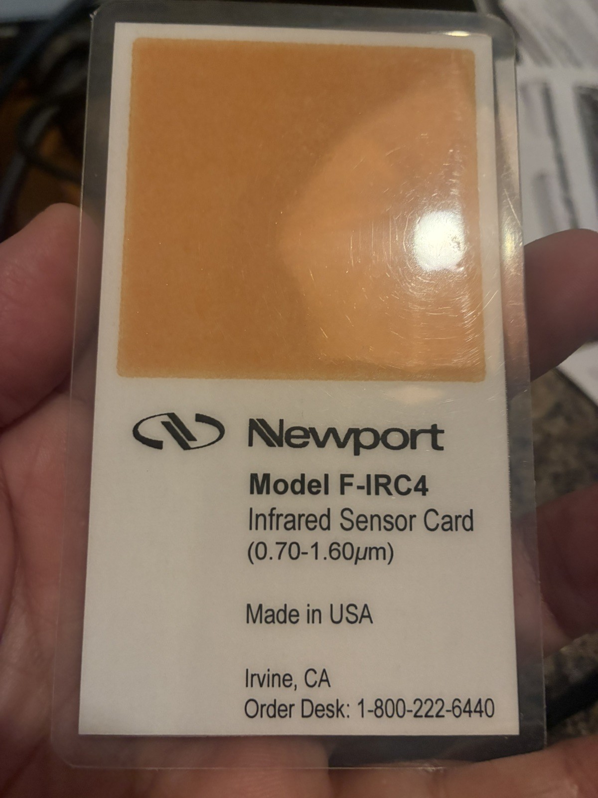 Infrared sensor card Newport Model F-IRC4 (0.7-1.6 microns) Made in USA