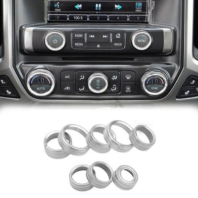 8x Silber Center Console Control Switch Trim für Chevy Silverado 2014-2018