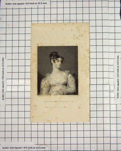 Original Old Antique Print Portrait 1829 Viscountess Belgrave Lawrence 19th
