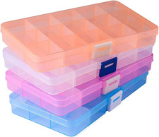 15 Grids Bead Organizer 4 Pack , Earring Organizer Box, SMALL Plastic Contain...