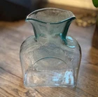 Vtg Blenko Glass Ice Blue Green Double Spout Water Bottle Pitcher Carafe #384