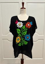 Mexican Multicolor Jalapa Blouse 100  Hand Embroidered made in Oaxaca.
