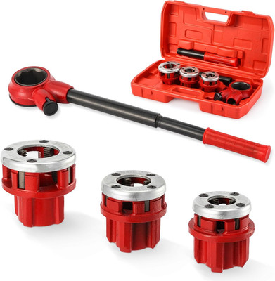 Pipe Threader Ratchet Kit， Manual Ratcheting Pipe Threading Tool Set with 3 NPT
