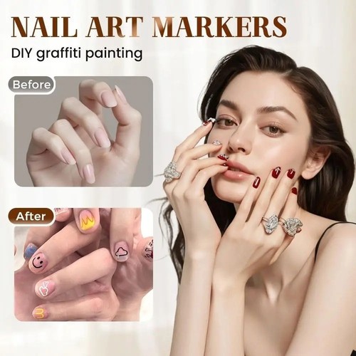 Quick Dry Nail Art Pens Set 12 Colors Acrylic Paint Pen for Nail Decoration - Picture 5 of 12