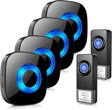 Wireless Doorbell for Home, Waterproof Door Chime Kit Operating at Black